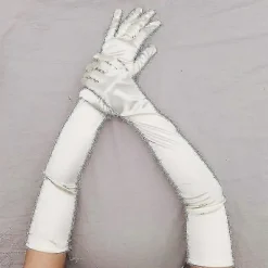 TryggHandla Långa Satin Stretch Satinhandskar 1920-tals Vintage Party Cosplay Damhandskar Bröllopshandskar-lingling}><noscript><img width=