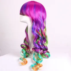 Långt lockigt Anime Cosplay Peruk Långt Peruk med Lugg Lockigt Peruk med Lugg Lila Peruker><noscript><img width=