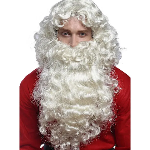 Långt lockigt vitt hår, festperuker, tomteperuker, falskt skägg> Tillbehör