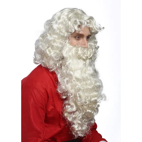 Långt lockigt vitt hår, festperuker, tomteperuker, falskt skägg> Tillbehör