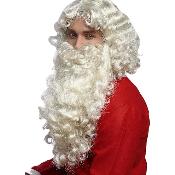 Långt lockigt vitt hår, festperuker, tomteperuker, falskt skägg> Tillbehör