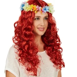 tectake Lockig Peruk Hawaii med blomband> Peruker