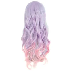 Lolita Cosplay Multicolor Wavy Party Peruk (Ljusblå/Ljuslila/Rosa)> Peruker