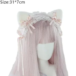 Lolita Kattöron Diadem Piga Spets Hår Fest Tillbehör Söta Hårband Söt Hårnål Svart pink> Huvudbonader