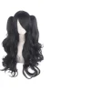FMYSJ Lolita Lång Lockig Clip-On Hästsvans Cosplay Peruk, Dubbel Hästsvans Tiger Clip Lång Lockig Peruk (Jet Black), wz-1348 (FMY)> Peruker