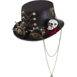 Lolita Punk Gotisk Hårhatt Lolita Steampunk Mini Hatt med Ros Skelett Cosplay Hatt för Halloween Karneval> Huvudbonader