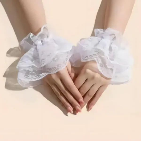 Lolita spets handskar vita handskar sexig spets elastiskt armband lämplig för Halloween, bröllop, tebjudningar, maskerader, nattklubbar, vit> Tillbehör