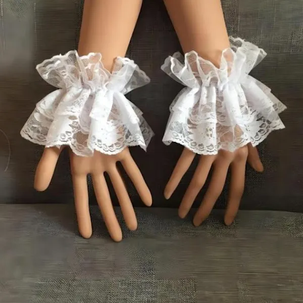 Lolita spets handskar vita handskar sexig spets elastiskt armband lämplig för Halloween, bröllop, tebjudningar, maskerader, nattklubbar, vit> Tillbehör