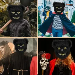 Läskig Björnmask, Krypande Masker för Vuxna och Barn, Skräck Teddybjörnsmask, Plysch Blodig Björnmask, för Fest Karneval Cosplay-FM-><noscript><img width=