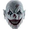 Läskig Clown Mask Skräck Leende Mördare Flintskallig Demoner Helhuvud Latex Mask Blodiga Djävular Halloween Cosplay Kostym Tillbehör> Masker