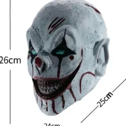 Läskig Clown Mask Skräck Leende Mördare Flintskallig Demoner Helhuvud Latex Mask Blodiga Djävular Halloween Cosplay Kostym Tillbehör> Masker