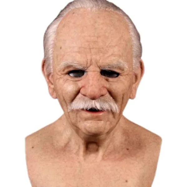 Hot 2025 Läskig Halloween Gammal Mans Mask, Gammal Mans Huvudbonad Realistisk Silikonmask Helhuvud Knepiga Rekvisita> Masker