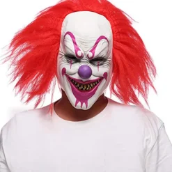 Läskig Ond Mördare Joker Clown Latex Mask Halloween Horror Cosplay Kostym Rekvisita För Vuxna Hela Huvudet> Masker