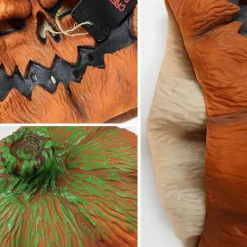 Läskig pumpa mask i latex, full huvudmask, maskeradskräckfågel><noscript><img width=