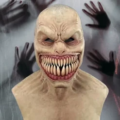 FMYSJ Läskig Realistisk Emulsions Halloween Huvudbonad Spetsiga Tänder Delad Mun Horror Ansiktsöverdrag för Hem (FMY) 1><noscript><img width=