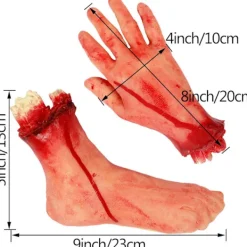 Läskiga falska blod rekvisita avhuggna hand hjärta hjärna fot brutna kroppsdelar för hemsökt hus Halloween vampyr zombie festtillbehör><noscript><img width=