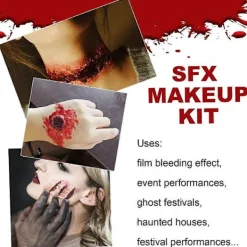 Låtsasblod Smink Blodspray, Tvättbart Blodsmink för Vampyr Cosplay Blod Halloween sminkväska><noscript><img width=