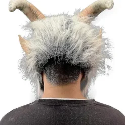 Lucifer Mask med Horn Läskig Djävul Krampus Masker Halloween Cosplay Kostym Rekvisita><noscript><img width=