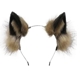 Luddiga räv, varg, katt öron pannband - Djur cosplay hårbåge för fest, kostym, huvudbonad, utklädning, hår accessoarer, brun> Huvudbonader