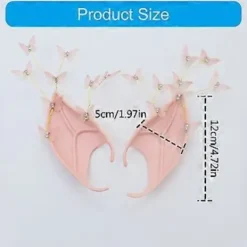 Älvöron med fjäril, spetsiga älvöron, alvöron, alienöron för kostym Halloweenfest (rosa fjäril silver)><noscript><img width=