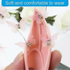 Älvöron med fjäril, spetsiga älvöron, alvöron, alienöron för kostym Halloweenfest (rosa fjäril silver)><noscript><img width=