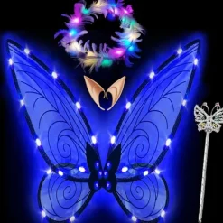 Älvvingar för vuxna med LED-hårband & trollstav för fester[YDE]> Tillbehör