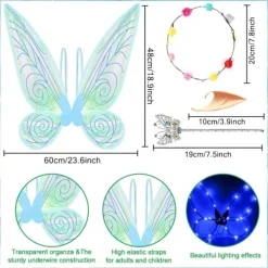 Älvvingar för vuxna med LED-hårband & trollstav för fester[YDE]> Tillbehör