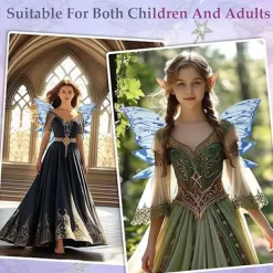 Unbranded Älvvingar för vuxna och flickor, älvkostymset med girlang, trollstav och älvöron fjärilsvingar><noscript><img width=