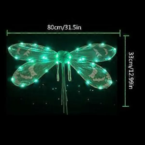 Lysande Cikadavings LED Trollsländvingar Älvvingar Glittriga Ängelvingar Halloween Kostymvinge för Maskeradfest Svart (Svart)> Tillbehör