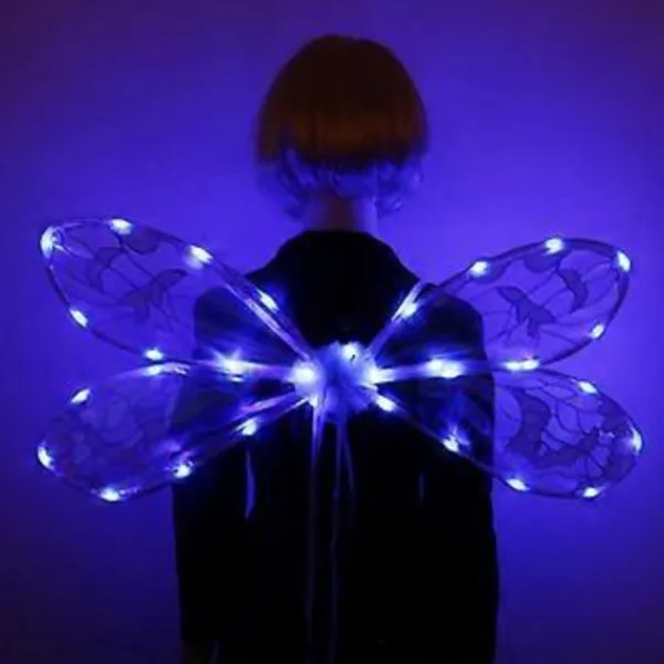 Lysande Cikadavings LED Trollsländvingar Älvvingar Glittriga Ängelvingar Halloween Kostymvinge för Maskeradfest Svart (Svart)> Tillbehör