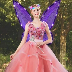 Lysande älvvingar för vuxna, LED-diadem och trollstav för karnevaler och temafester, [JUN] Parent><noscript><img width=