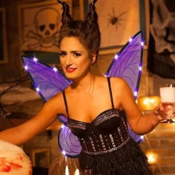 Lysande älvvingar för vuxna, LED-diadem och trollstav för karnevaler och temafester, [JUN] Parent><noscript><img width=