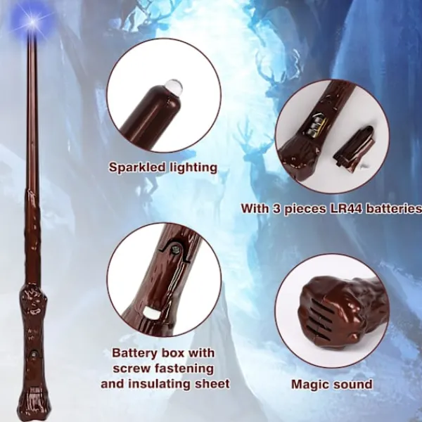 Lysande magisk trollstav med ljud och ljus, leksak för barn, flickor, pojkar, fest> Tillbehör