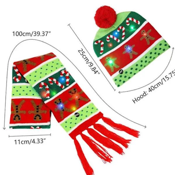 Lysande Tomtehatt och Halsduk Set Stilfull Julhuvudbonad Festliga Jultillbehör för Barn & Vuxna> Tillbehör