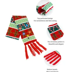 Lysande Tomtehatt och Halsduk Set Stilfull Julhuvudbonad Festliga Jultillbehör för Barn & Vuxna><noscript><img width=