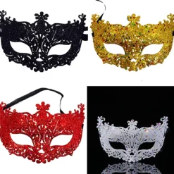 Lyxig venetiansk maskeradmask för kvinnor och flickor - Sexig rävmask i guld, ONESIZE Guld> Masker