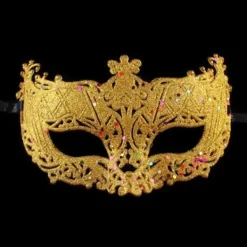 Lyxig venetiansk maskeradmask för kvinnor och flickor - Sexig rävmask i guld, ONESIZE Guld><noscript><img width=