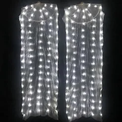 Magdans LED Fläkt Tillbehör Sidenfläktar Kvinnor LED Ljus 1 Par Magdansslöja Performance Rekvisita Kostymer Med Batteri S -120x90cm | Fyndiq><noscript><img width=