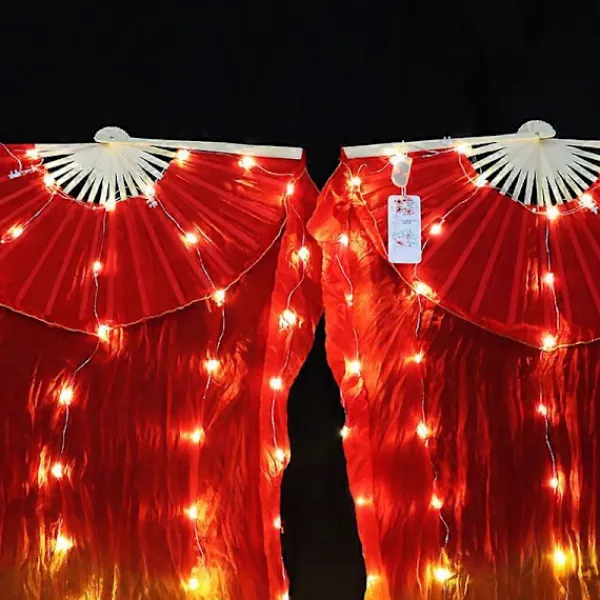 Magdans LED Fläkt Tillbehör Sidenfläktar Kvinnor LED Ljus 1 Par Magdansslöja Performance Rekvisita Kostymer Med Batteri S -120x90cm | Fyndiq> Tillbehör