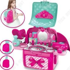 TECH DISCOUNT Makeupryggsäck - TD® - Simulerad dubbel axel - Rosa - För tjejer - 39,5 x 21,5 x 40 cm> Smink