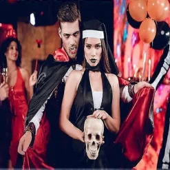 Maklulu Halloween Vampirkappa Kostym Vuxen Halloween Kostym Kappa Svart och Röd Vändbar Ståkrage Kappa><noscript><img width=