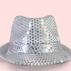 Mardi Gras Tema Party Vit Paljetthatt Maskerad Party Rekvisita Jazz Gentleman Show Paljetthatt Barn><noscript><img width=