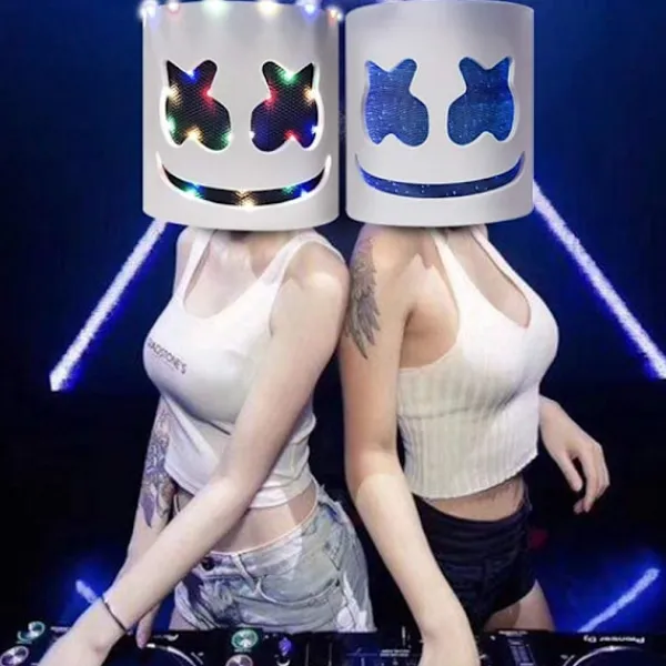 Marshmallow DJ-mask med lysande baratmosfärsrekvisita> Masker