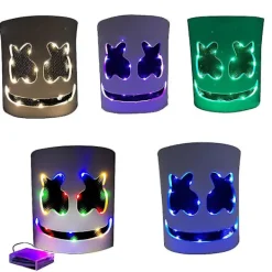 FMYSJ Marshmello LED Mask DJ Cosplay Hjälm Marshmello Kostym Mask Lysande LED Mask Party Cosplay Mask Färgrik (FMY)> Masker