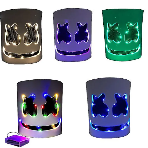 Marshmello LED Mask DJ Cosplay Hjälm Marshmello Kostym Mask Lysande LED Mask Party Cosplay Mask Färgrik> Masker