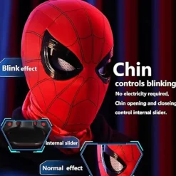 ATELA Mascara Spiderman Headgear Cosplay Moving Eyes Electronic Mask Spider Man 1:1 Chin Control Elastic Toys For Adults Kids Gift> Tillbehör