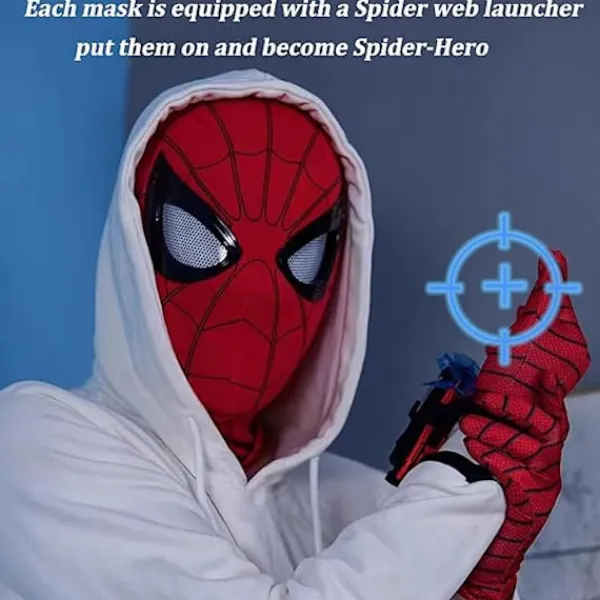 ATELA Mascara Spiderman Headgear Cosplay Moving Eyes Electronic Mask Spider Man 1:1 Chin Control Elastic Toys For Adults Kids Gift> Tillbehör