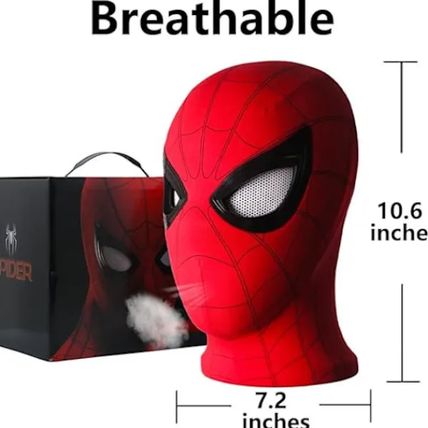 ATELA Mascara Spiderman Headgear Cosplay Moving Eyes Electronic Mask Spider Man 1:1 Chin Control Elastic Toys For Adults Kids Gift> Tillbehör
