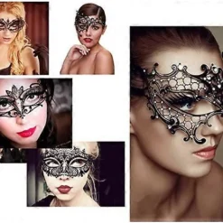 FMYSJ Mask för kvinnor Metallmask Glänsande Strass Venetiansk Mask Party Kvällsbal Mask Bar Kostymer Tillbehör (FMY)><noscript><img width=