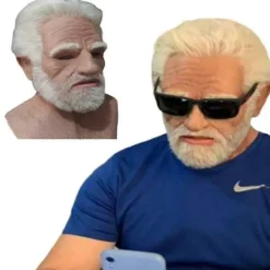 Mask Halloween Party Rekvisita Gammal Mans Ansiktsskydd Latexmask, läskig Gammal Person Mask Vuxen Maskeradkostym Mask><noscript><img width=